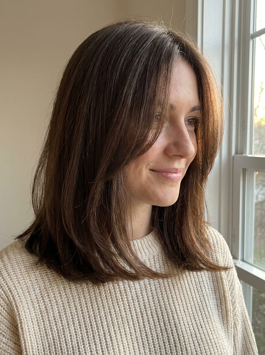 Schokoladenbrauner Long Bob - Schokoladenbraune Haare